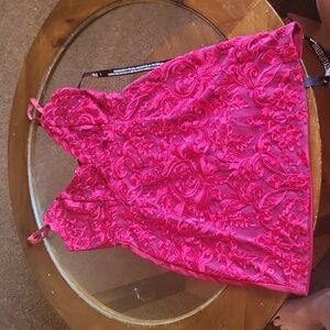 Short red lace mini dress